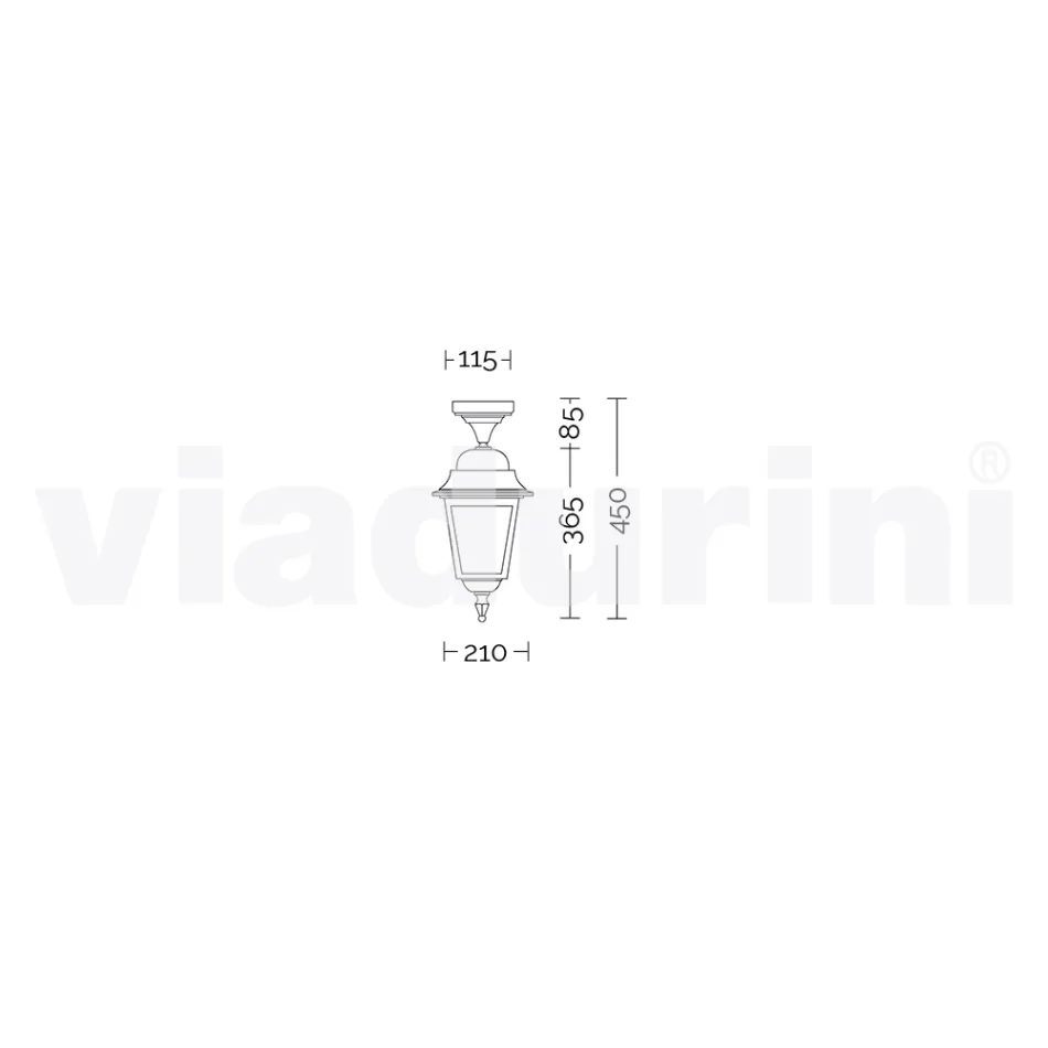 Candeeiro de teto de jardim em alumínio fabricado na Itália, Aquilina Viadurini