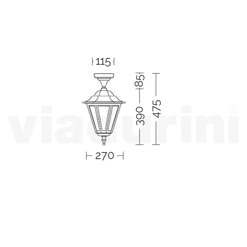 Candeeiro de Teto de Jardim em Vidro e 5 Acabamentos em Alumínio - Pinako Viadurini