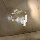 Luminária de Teto em Metal e Cerâmica com Rosa Pintada à Mão - Pisa Viadurini