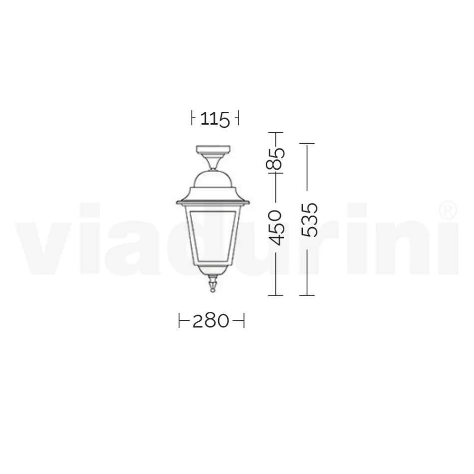 Candeeiro de teto exterior em alumínio e vidro jateado - Alchemist Viadurini