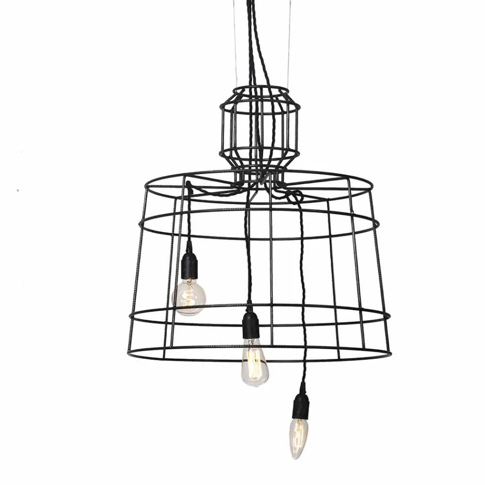 Lâmpada de suspensão 3 luzes em design de metal branco ou natural - caneta Viadurini