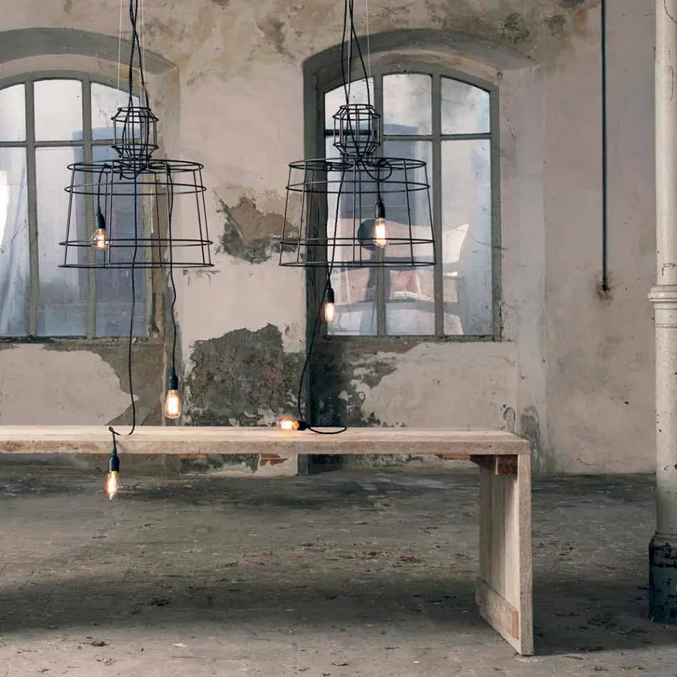 Lâmpada de suspensão 3 luzes em design de metal branco ou natural - caneta Viadurini