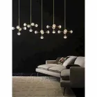 Candeeiro de Suspensão 5 Luzes em Latão e Vidro Natural - Molecola by Il Fanale Viadurini