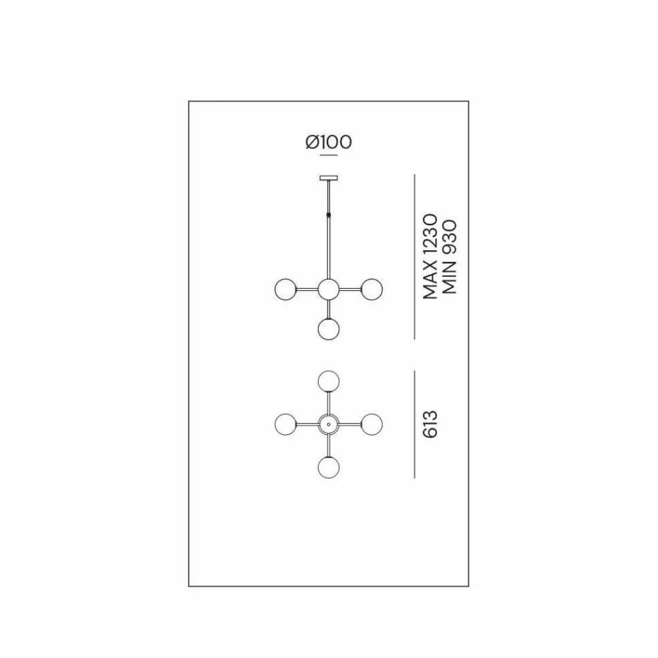 Candeeiro de Suspensão 5 Luzes em Latão e Vidro Natural - Molecola by Il Fanale Viadurini