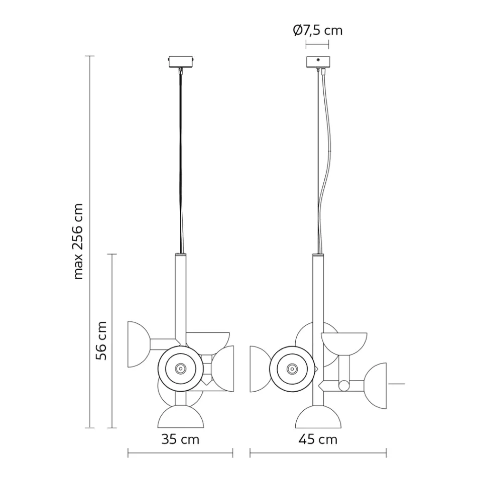 Candeeiro de Suspensão 6 Luzes Design em Alumínio Branco ou Preto - Celio Viadurini