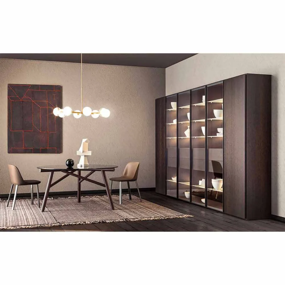 Candeeiro de Suspensão 8 Luzes em Latão e Vidro Natural - Molecola by Il Fanale Viadurini