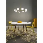 Candeeiro de Suspensão 8 Luzes em Latão e Vidro Natural - Molecola by Il Fanale Viadurini