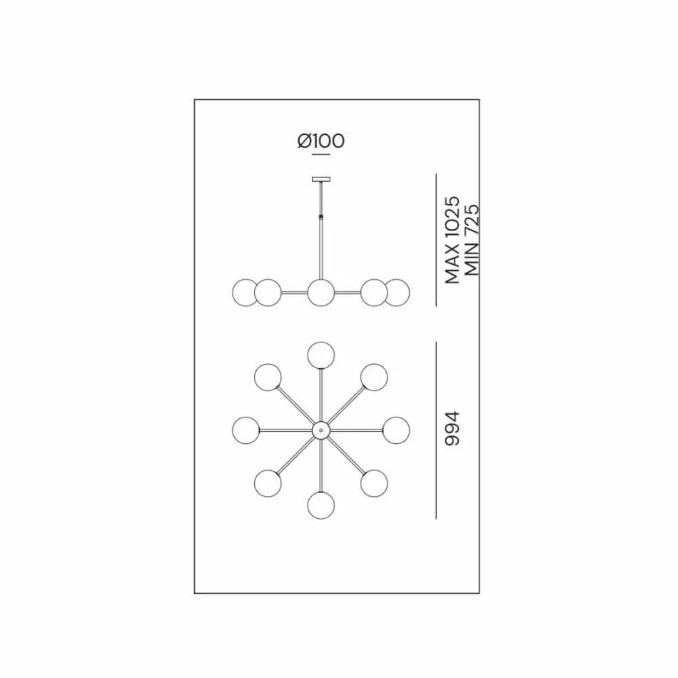 Candeeiro de Suspensão 8 Luzes em Latão e Vidro Natural - Molecola by Il Fanale Viadurini
