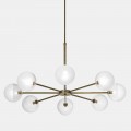 Candeeiro de Suspensão 8 Luzes em Latão e Vidro Natural - Molecola by Il Fanale