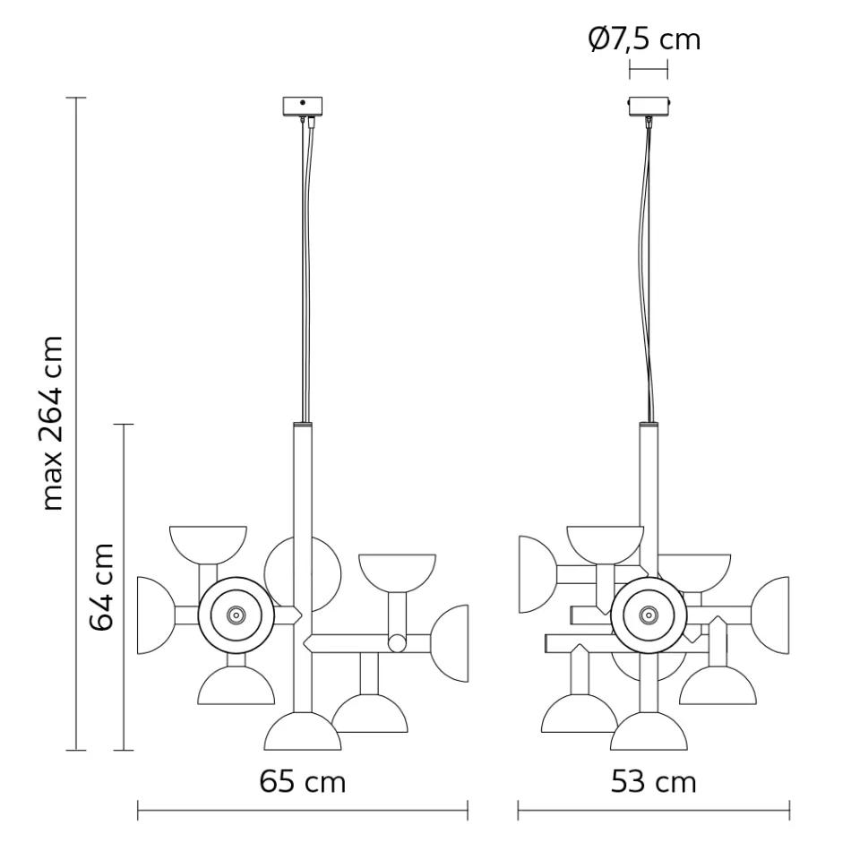 Candeeiro de Suspensão 9 Luzes Design em Alumínio Branco ou Preto - Celio Viadurini