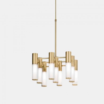 Lâmpada de suspensão com 9 luzes em latão e design de vidro - Etoile by Il Fanale Viadurini