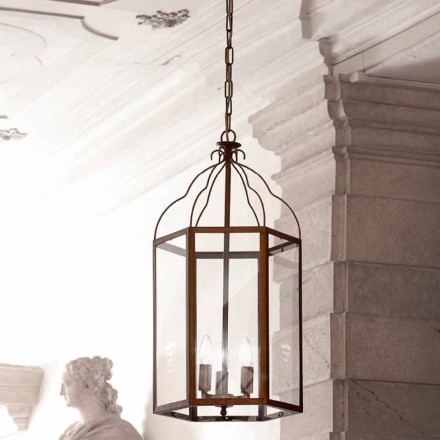 Pendente com 3 luzes de latão e vidro Turandot Viadurini