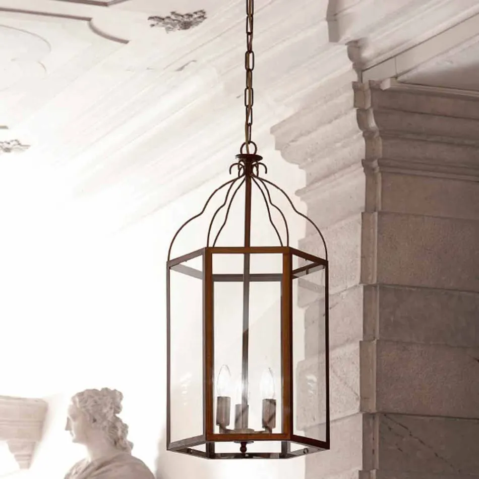 Pendente com 3 luzes de latão e vidro Turandot Viadurini