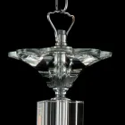 Lâmpada de suspensão com 3 luzes em vidro e cristal Ivy, fabricados na Itália Viadurini