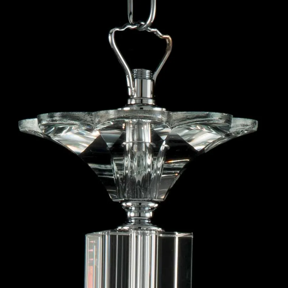 Lâmpada de suspensão com 3 luzes em vidro e cristal Ivy, fabricados na Itália Viadurini