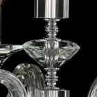 Lâmpada de suspensão com 3 luzes em vidro e cristal Ivy, fabricados na Itália Viadurini