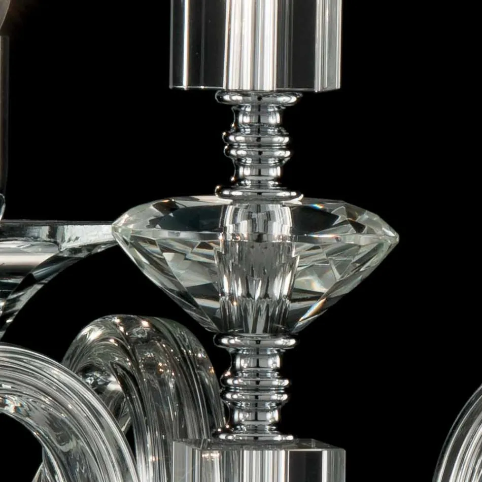 Lâmpada de suspensão com 3 luzes em vidro e cristal Ivy, fabricados na Itália Viadurini