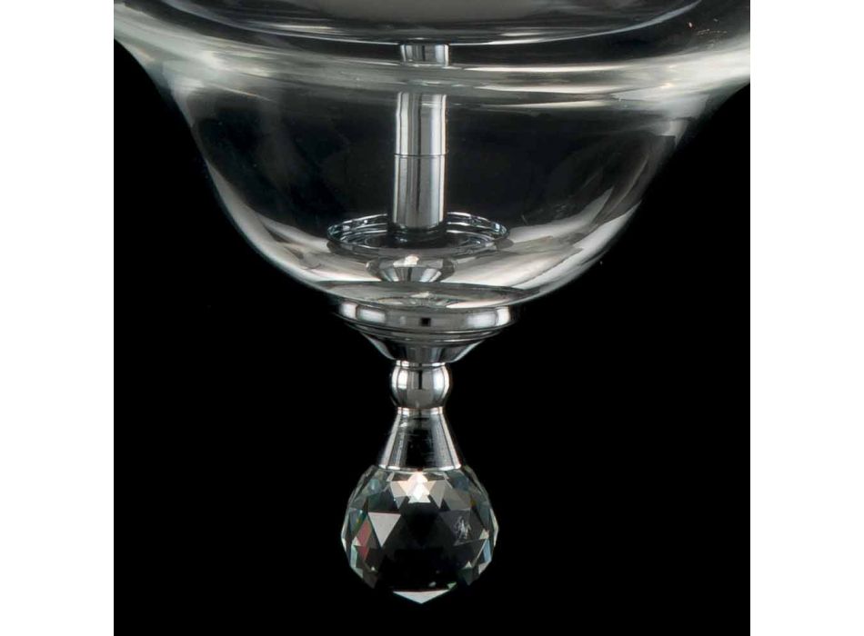 Lâmpada de suspensão com 3 luzes em vidro e cristal Ivy, fabricados na Itália Viadurini