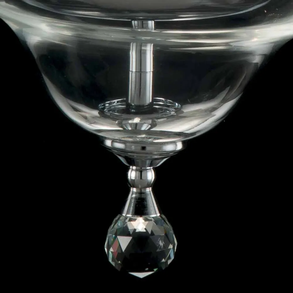 Lâmpada de suspensão com 3 luzes em vidro e cristal Ivy, fabricados na Itália Viadurini