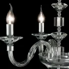 Lâmpada de suspensão com 3 luzes em vidro e cristal Ivy, fabricados na Itália Viadurini