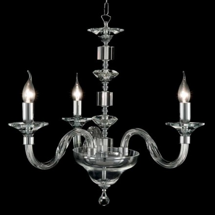 Lâmpada de suspensão com 3 luzes em vidro e cristal Ivy, fabricados na Itália Viadurini