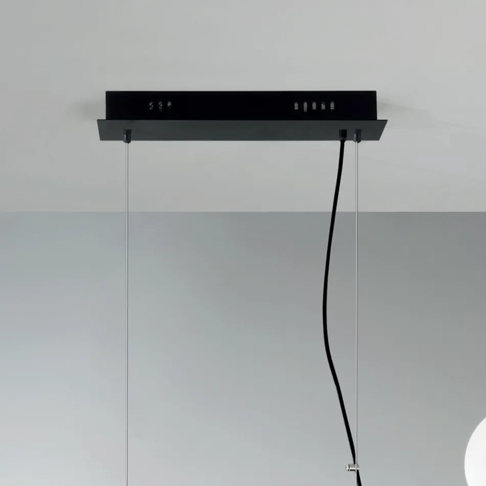 Candeeiro de Suspensão com 5 Luzes em Metal e Vidro Soprado Moderno - Birga Viadurini