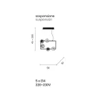 Candeeiro de Suspensão com 5 Luzes em Metal e Vidro Soprado Moderno - Birga Viadurini