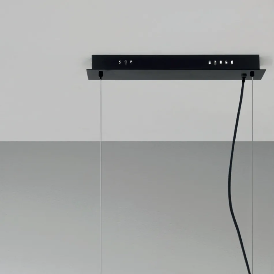 Candeeiro de Suspensão com 6 Luzes em Metal e Vidro Fundido Moderno - Birga Viadurini