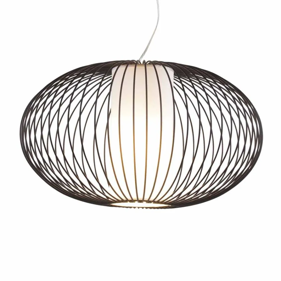 Luminária de suspensão pintada em aço, Ø90xh.53xl.cavo100cm, Gioia Viadurini