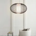 Luminária de suspensão pintada em aço, Ø90xh.53xl.cavo100cm, Gioia Viadurini