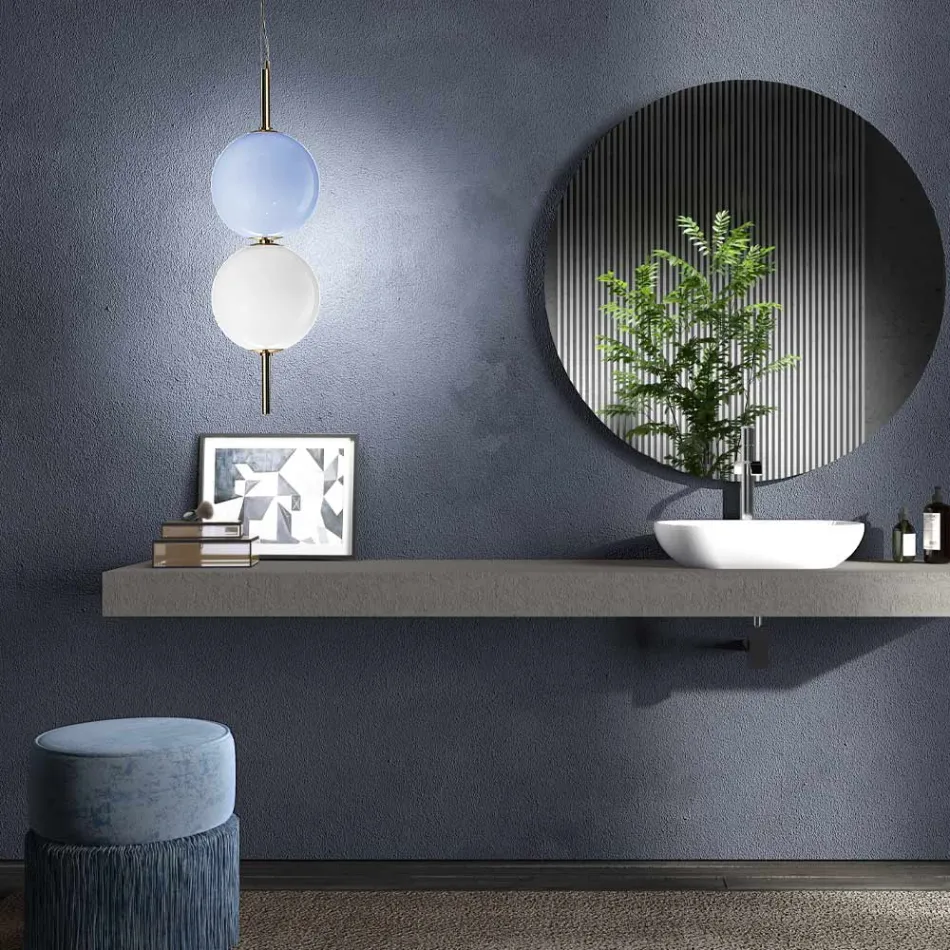 Lâmpada de suspensão artesanal em vidro soprado de Veneza - Júpiter Viadurini