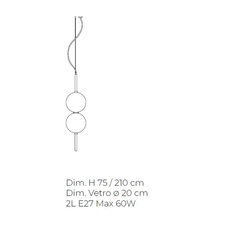 Lâmpada de suspensão artesanal em vidro soprado de Veneza - Júpiter Viadurini