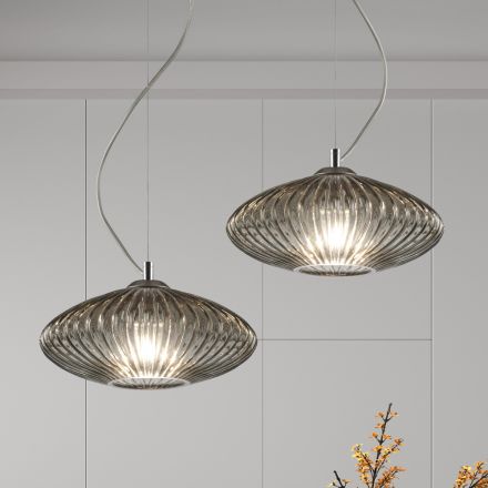 Candeeiro de suspensão de vidro soprado feito à mão em Veneza - Dafne Viadurini