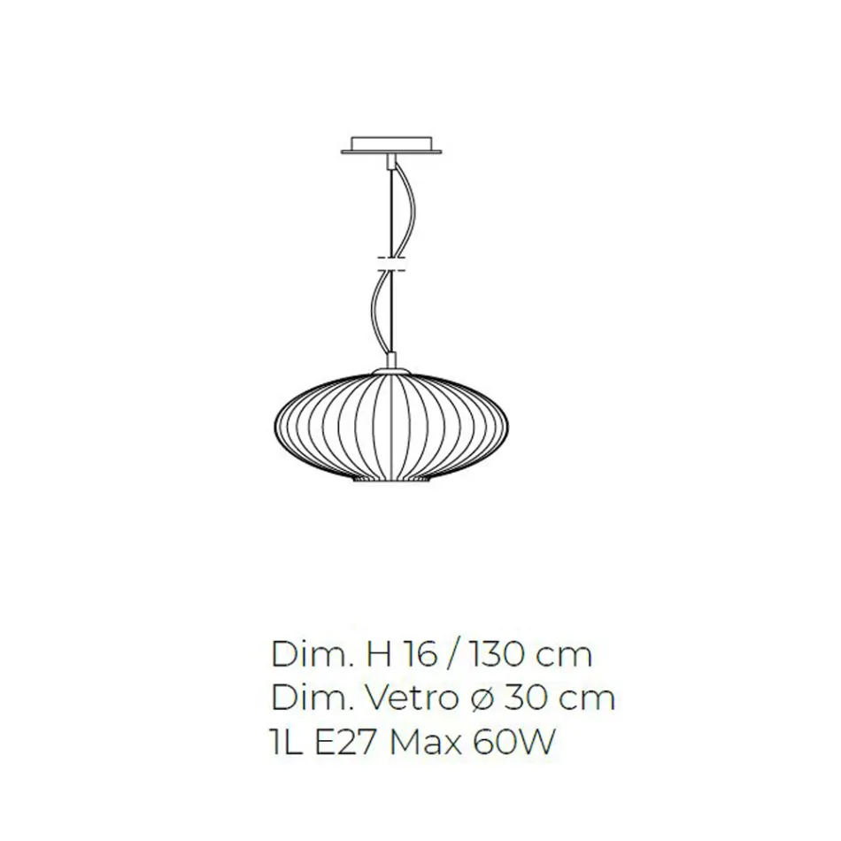 Candeeiro de suspensão de vidro soprado feito à mão em Veneza - Dafne Viadurini