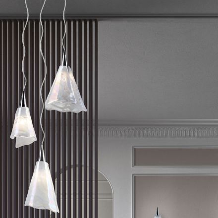 Candeeiro de suspensão de vidro soprado artesanal veneziano - Chrystal Viadurini