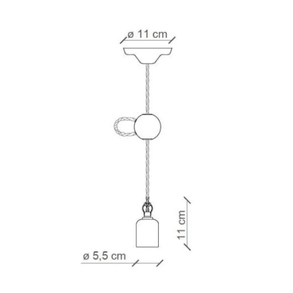Luminária de Suspensão Industrial Artesanal em Ferro e Cerâmica - Vintage Viadurini