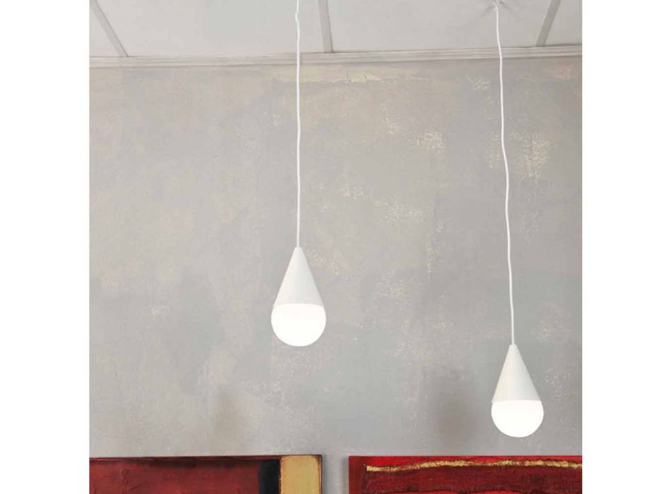 Lâmpada pingente branca com 2 luzes Drop, design moderno Viadurini