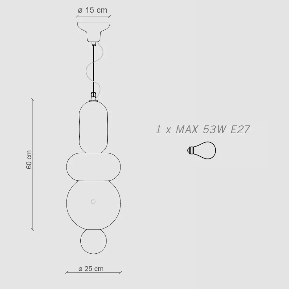 Luminária de Suspensão com 3 Elementos de Formatos Diferentes Made in Italy - Bumbum Viadurini