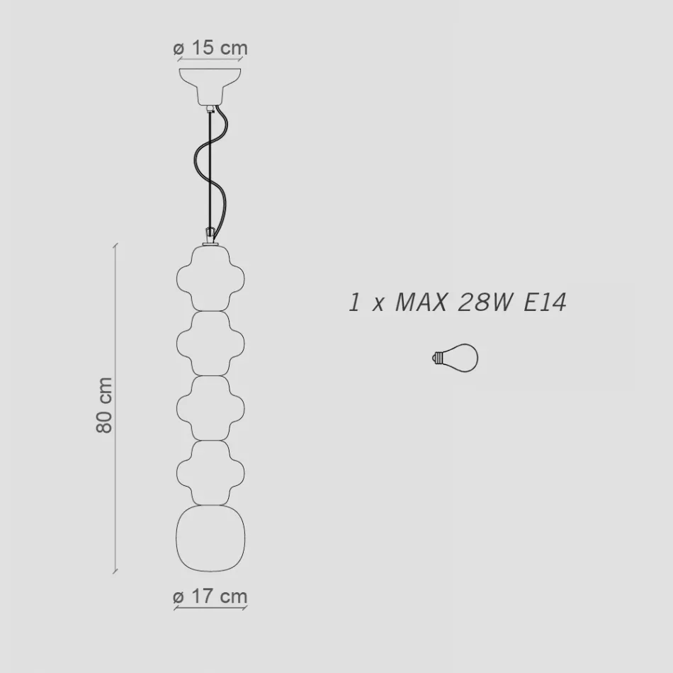 Candeeiro de Suspensão com 4 Elementos em Cerâmica e Vidro Made in Italy - Cappocabana Viadurini