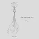 Candeeiro de Suspensão com 6 Elementos em Cerâmica e Vidro Fabricado em Itália - Afoxe Viadurini