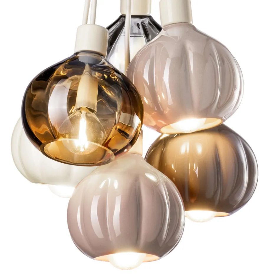 Candeeiro de Suspensão com 6 Elementos em Cerâmica e Vidro Fabricado em Itália - Afoxe Viadurini