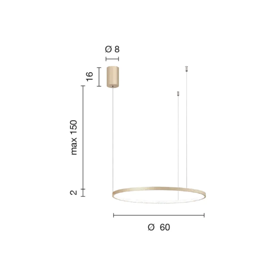 Luminária pendente com luz LED redonda horizontal em metal - Mulberry Viadurini