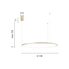 Luminária pendente com luz LED redonda horizontal em metal - Mulberry Viadurini