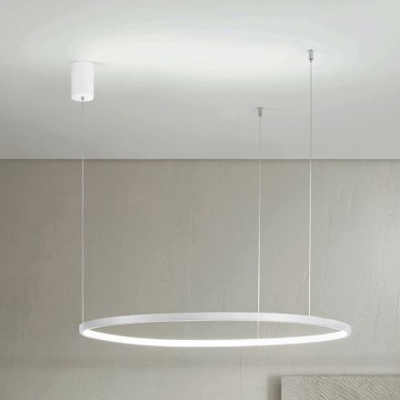 Luminária pendente com luz LED redonda horizontal em metal - Mulberry Viadurini