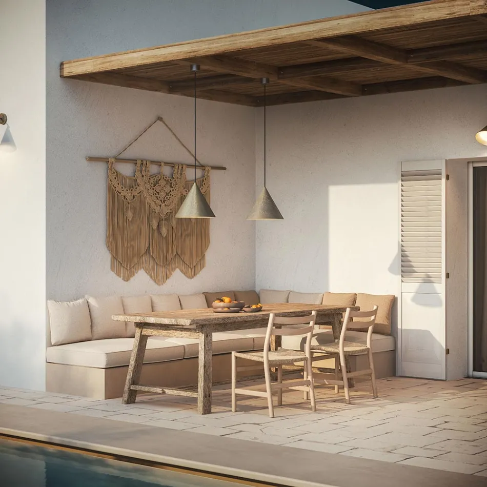 Candeeiro suspenso para exterior em latão fabricado na Itália - Chuva Viadurini