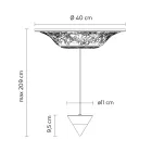 Lâmpada de suspensão com design de gesso branco e alumínio preto 1 cone - Tesera Viadurini