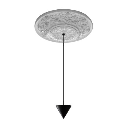 Lâmpada de suspensão com design de gesso branco e alumínio preto 1 cone - Tesera Viadurini