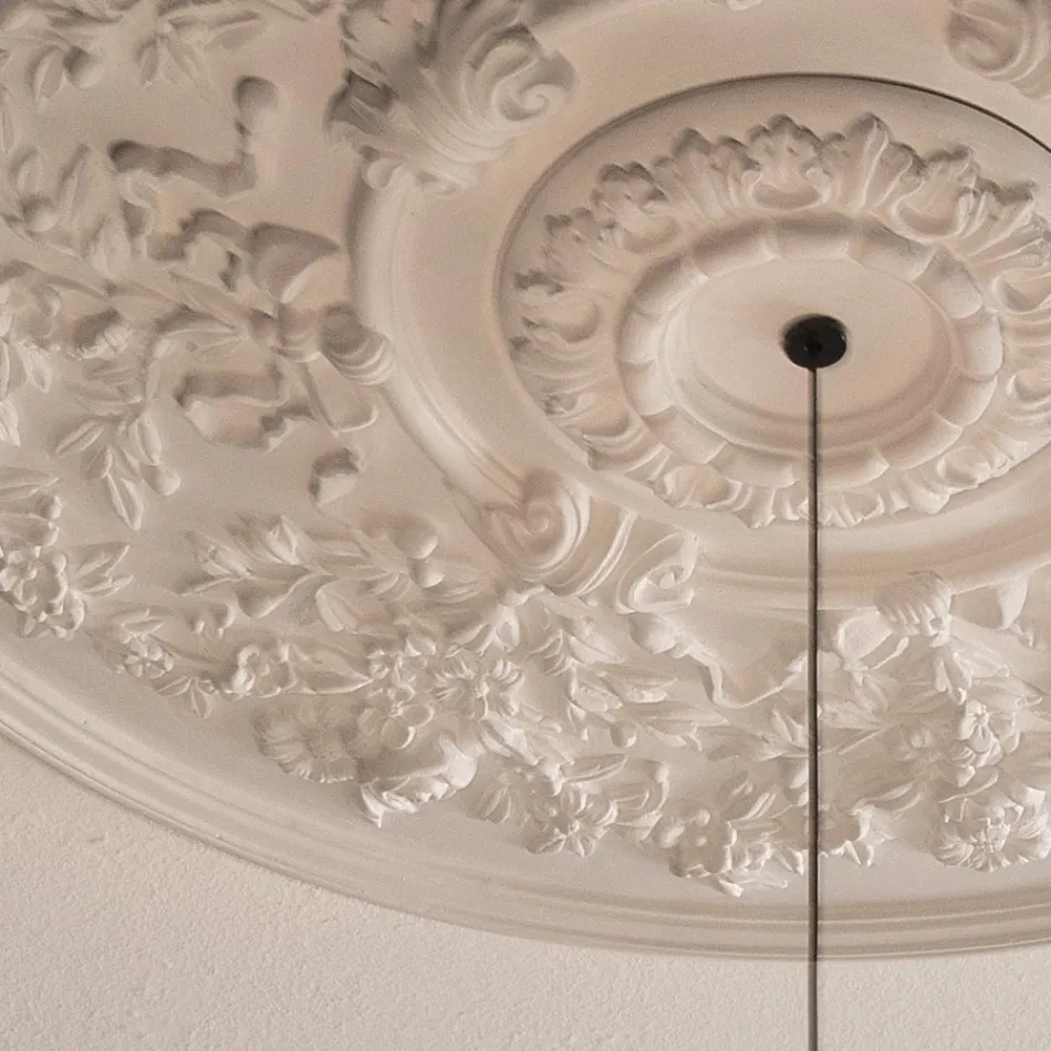 Lâmpada de suspensão com design de gesso branco e alumínio preto 1 cone - Tesera Viadurini