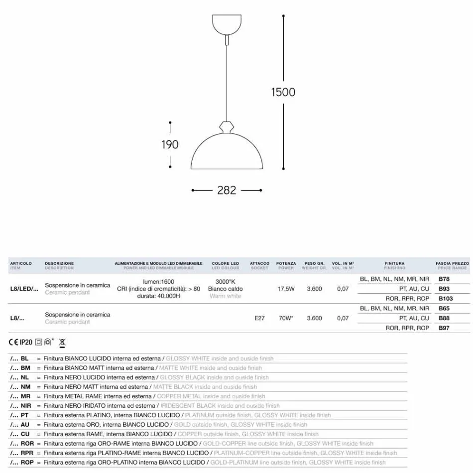 Luminária pendente de design em cerâmica The Lustri 8 Viadurini