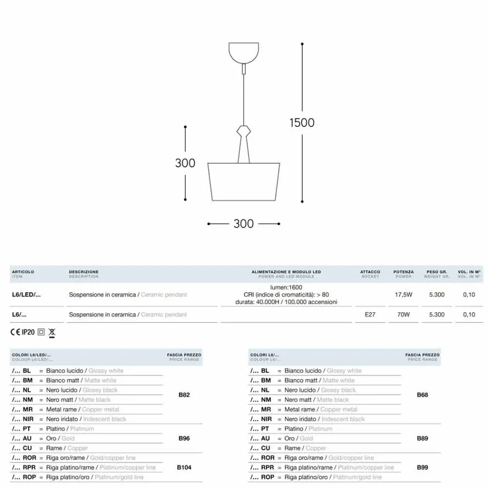 Design da lâmpada pendente A cerâmica Lustri 6 Viadurini